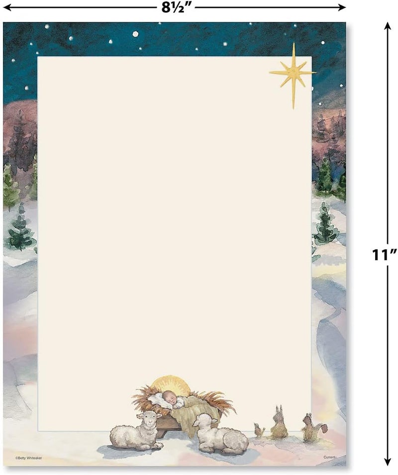 Current Christmas Tree Manger Stationery - Holiday Letters, Printer Paper, 25 Sheets, 8½ x 11 Inch, by - Image 2